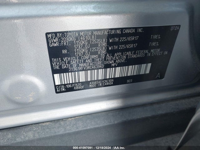 Toyota RAV4 LE 2024 2T3G1RFV3RC463943 Image 9