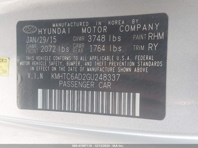 KMHTC6AD2GU248337 Hyundai Veloster
