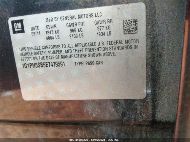 1G1PH5SB5E7479591 Chevrolet Cruze Eco Auto