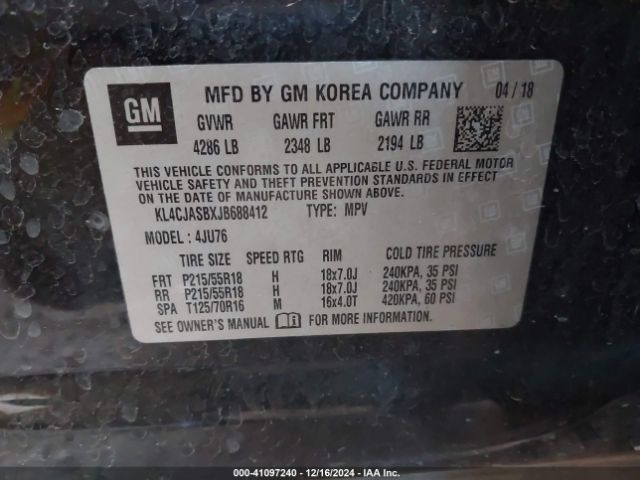 KL4CJASBXJB688412 Buick Encore Preferred