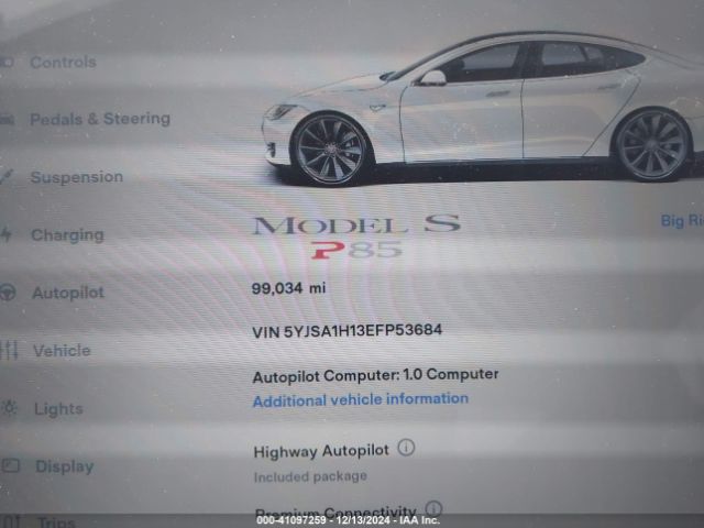 5YJSA1H13EFP53684 Tesla Model S P85