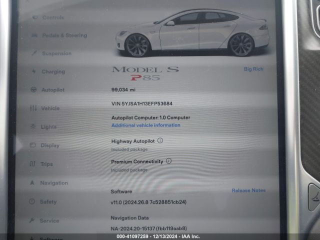 5YJSA1H13EFP53684 Tesla Model S P85