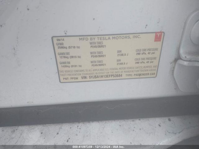 5YJSA1H13EFP53684 Tesla Model S P85