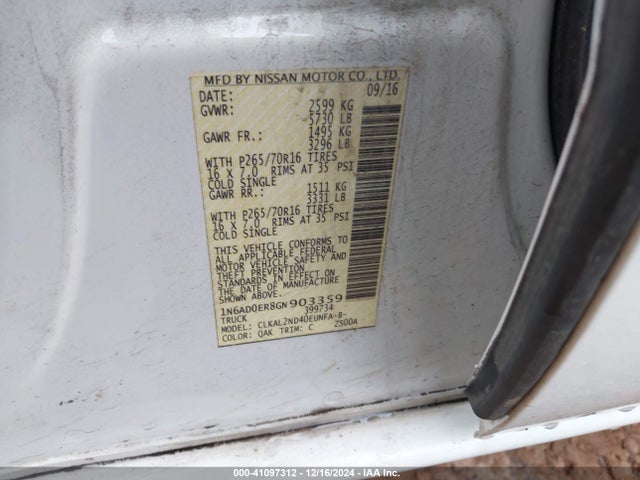 1N6AD0ER8GN903359 Nissan Frontier Sv