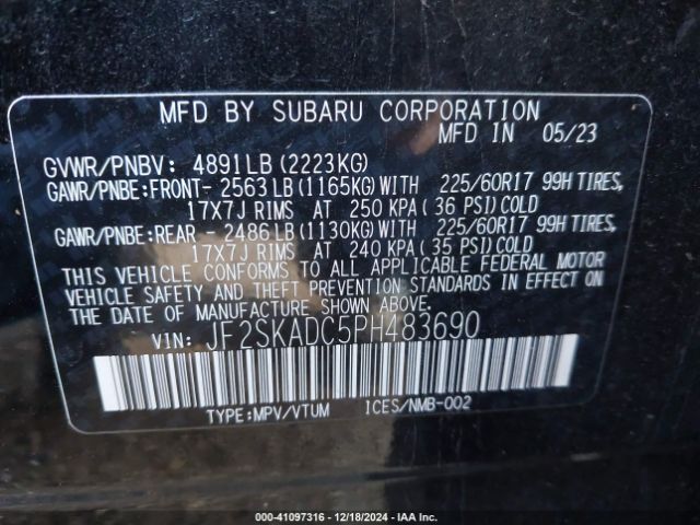 JF2SKADC5PH483690 Subaru Forester Premium