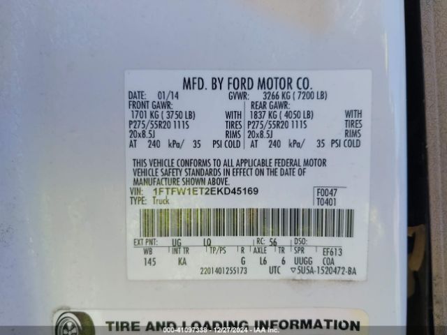 1FTFW1ET2EKD45169 Ford F-150 King Ranch
