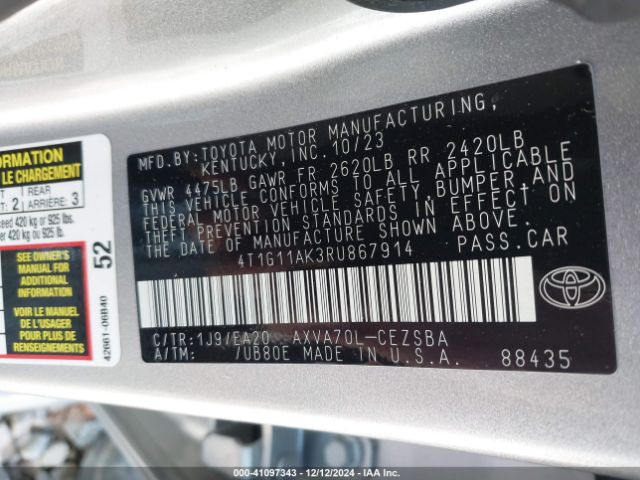 4T1G11AK3RU867914 Toyota CAMRY SE