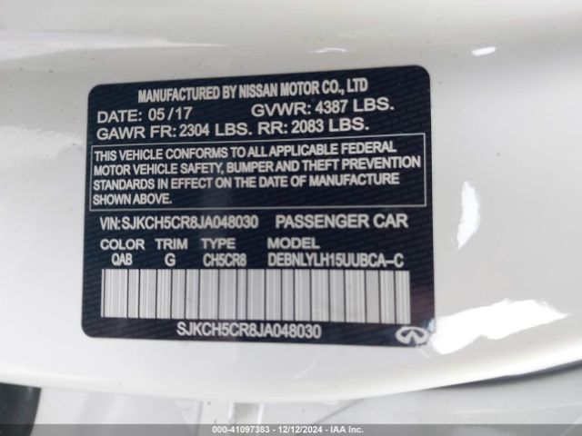 SJKCH5CR8JA048030 Infiniti Qx30 Premium