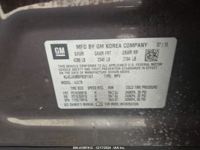 KL4CJASB5FB261341 Buick Encore