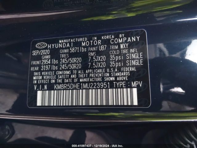 KM8R5DHE1MU223951 Hyundai Palisade Limited