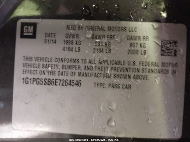 1G1PG5SB6E7264546 Chevrolet CRUZE LTZ