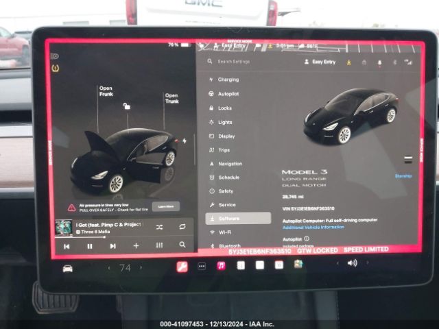5YJ3E1EB6NF363510 Tesla Model 3 Long Range Dual Motor All-wheel Drive