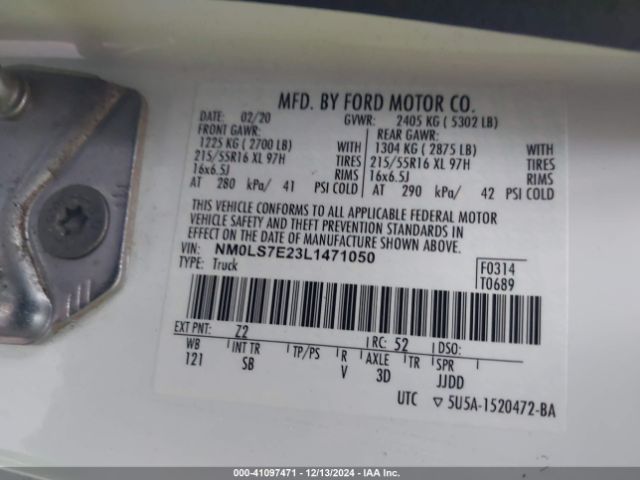 NM0LS7E23L1471050 Ford Transit Connect Xl Cargo Van
