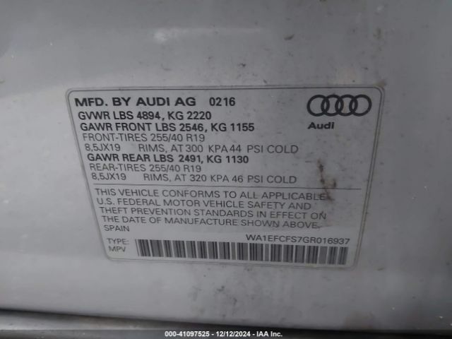 WA1EFCFS7GR016937 Audi Q3 2.0t Premium Plus