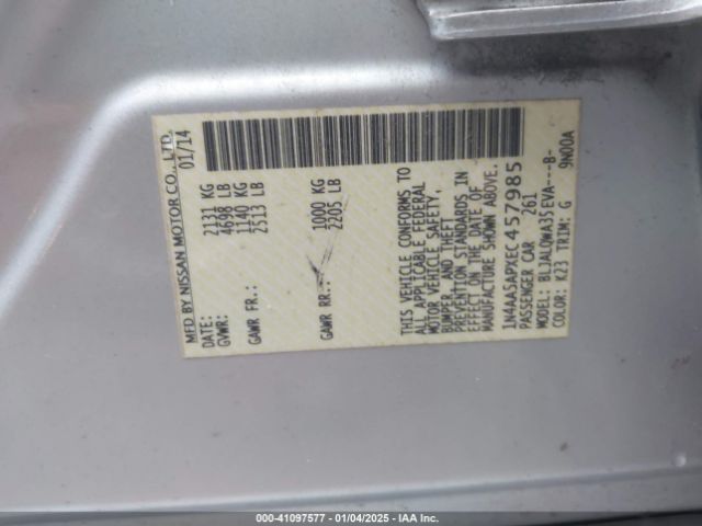 1N4AA5APXEC457985 Nissan Maxima 3.5 S/3.5 Sv