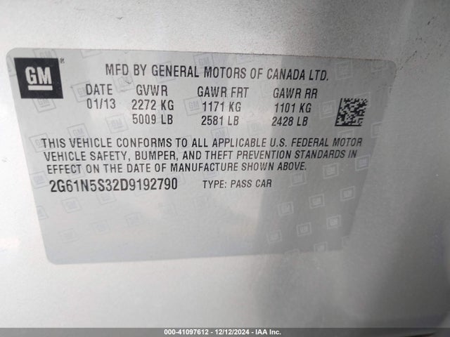 2013 CADILLAC XTS 2G61N5S32D9192790 Photo 8
