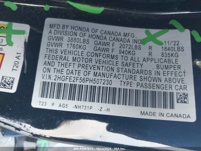 Honda Civic Sport 2023 2HGFE2F56PH507230 Image 9