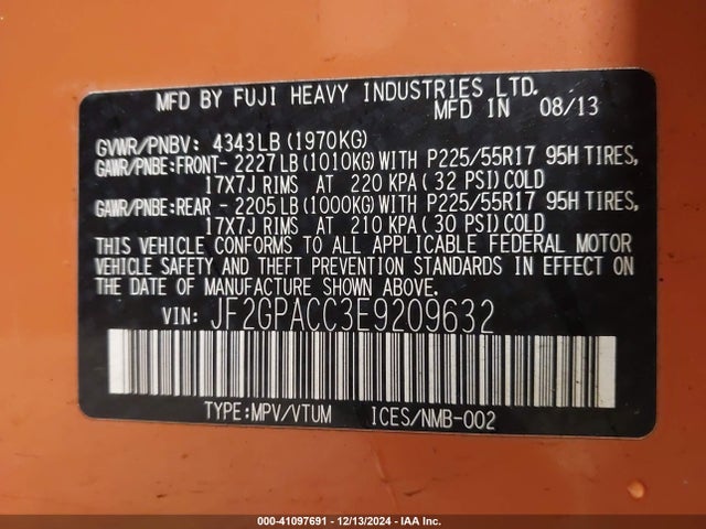 JF2GPACC3E9209632 Subaru Xv Crosstrek 2.0i Premium