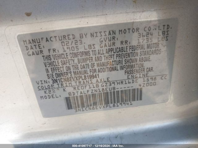 3N1CN8EVXPL819941 Nissan Versa 1.6 Sv Xtronic Cvt