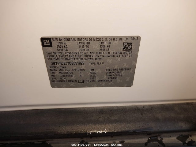 2013 CADILLAC SRX 3GYFNJE33DS651829 Photo 8