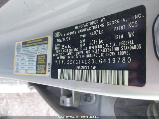 KIA Optima Lx 2020 5XXGT4L30LG419780 Image 9
