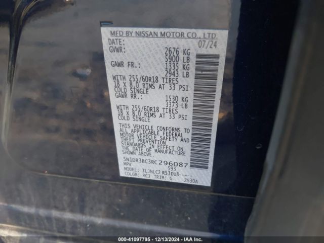 5N1DR3BC3RC296087 Nissan Pathfinder Sv 4wd
