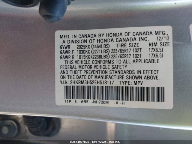 2HKRM3H52EH518117 Honda CR-V EX