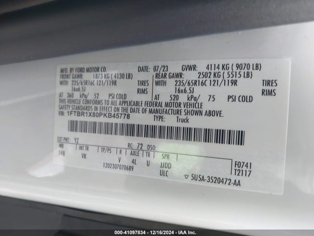 Ford Transit-250 2023 1FTBR1X80PKB45778 Image 9