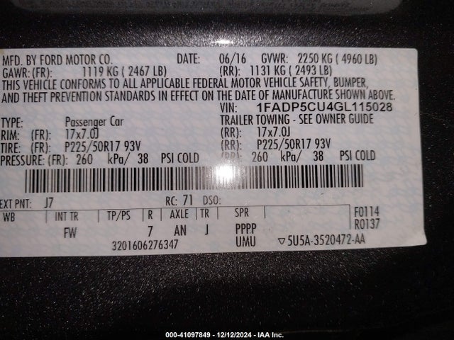 1FADP5CU4GL115028 Ford C-max Energi Sel