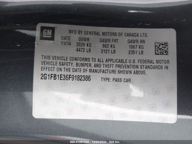 2G1FB1E36F9182386 Chevrolet Camaro 2ls