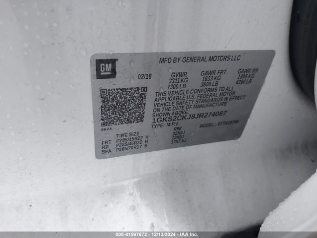 1GKS2CKJ8JR274087 GMC YUKON DENALI
