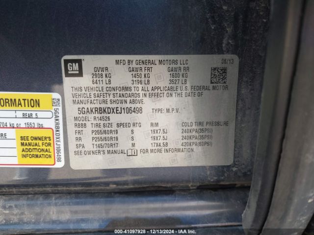 5GAKRBKDXEJ106498 Buick Enclave Leather