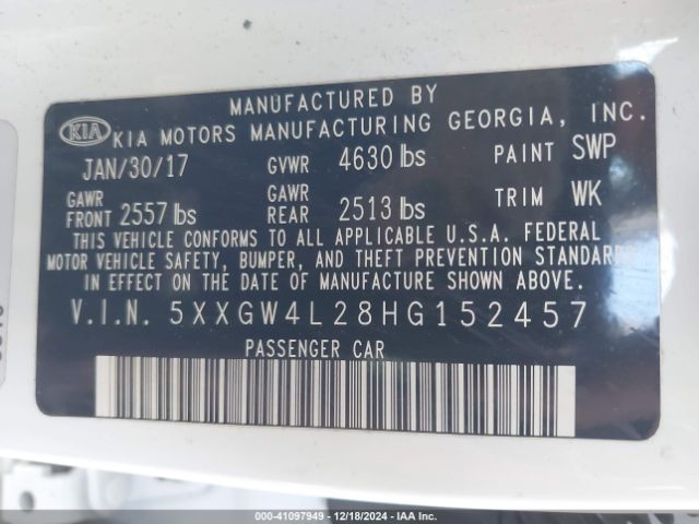5XXGW4L28HG152457 KIA Optima Sx Turbo