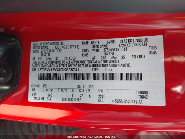 Ford F-150 Xlt 2016 1FTEW1EG3GKF38741 Image 9