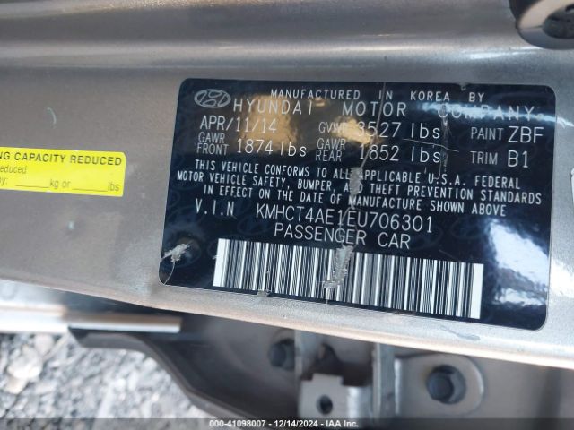 KMHCT4AE1EU706301 Hyundai ACCENT GLS
