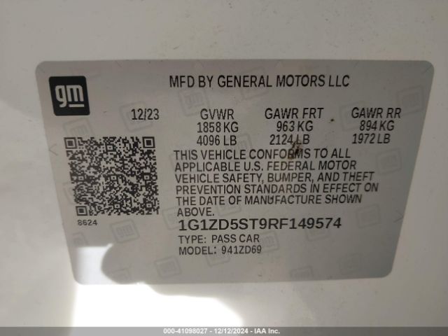 1G1ZD5ST9RF149574 Chevrolet Malibu Fwd 1lt