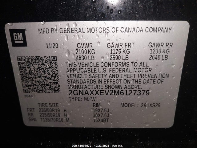Chevrolet Equinox Awd Premier 2021 2GNAXXEV2M6127379 Image 9