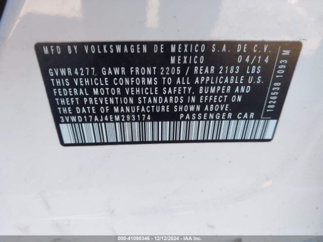3VWD17AJ4EM293174 Volkswagen Jetta 1.8t Se