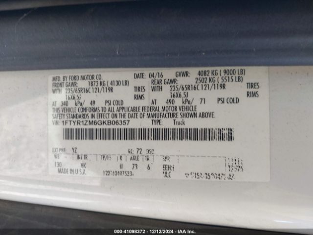 1FTYR1ZM6GKB06357 Ford Transit-250