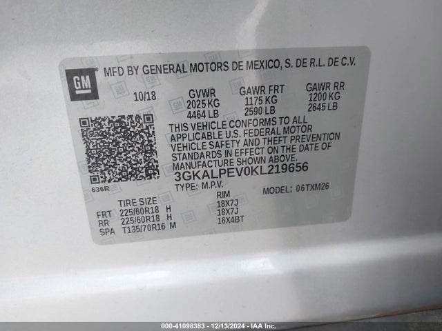 3GKALPEV0KL219656 GMC Terrain Slt