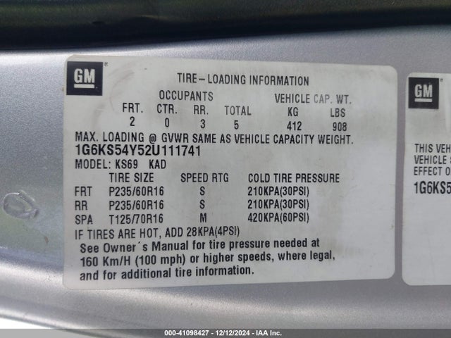 2002 CADILLAC SEVILLE 1G6KS54Y52U111741 Photo 8