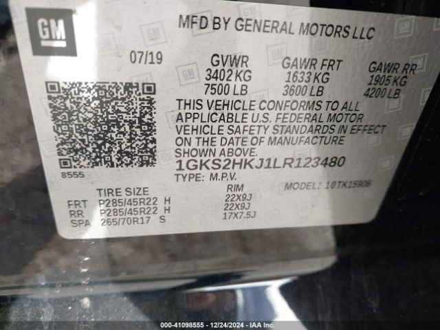1GKS2HKJ1LR123480 GMC Yukon Xl 4wd Denali