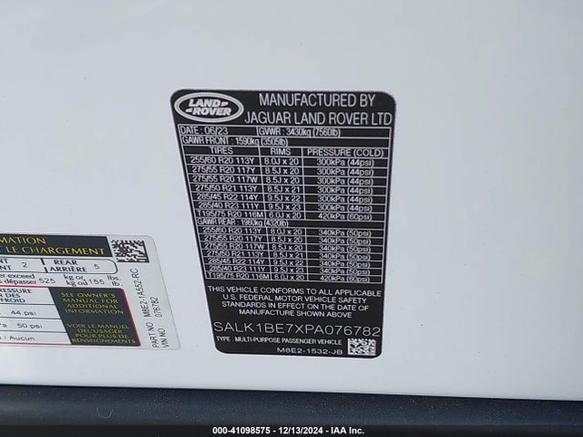 SALK1BE7XPA076782 Land Rover Range Rover Autobiography/autobiography 7 Seat