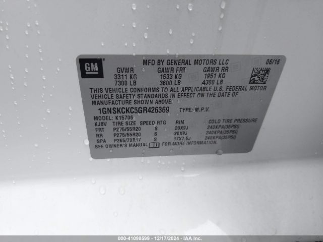1GNSKCKC5GR426369 Chevrolet Tahoe Ltz
