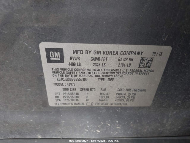 KL4CJGSB8GB553196 Buick Encore Leather