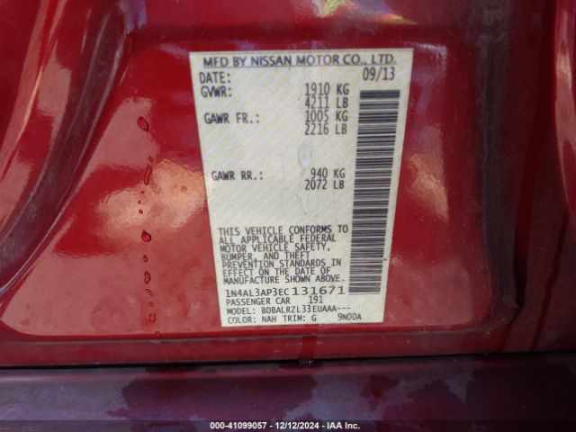 1N4AL3AP3EC131671 Nissan Altima 2.5 S