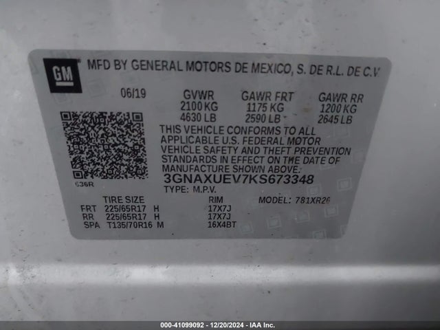 Chevrolet EQUINOX LT 2019 3GNAXUEV7KS673348 Image 9