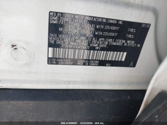 2T3G1RFV1LW108470 Toyota RAV4 LE