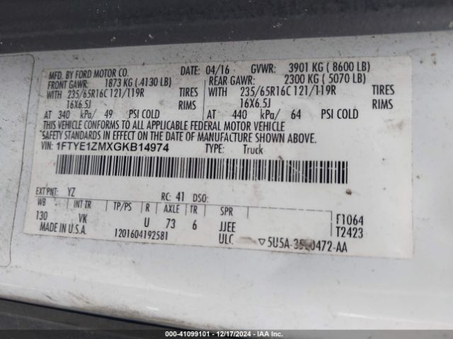 1FTYE1ZMXGKB14974 Ford Transit-150