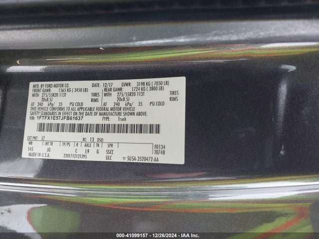Ford F-150 Xl 2018 1FTFX1E57JFB61637 Image 9